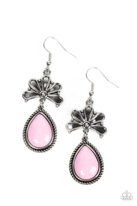 Brightly Blooming - Pink Paparazzi Earring (#5344)