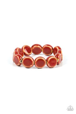 Earthy Entrada - Red Paparazzi Bracelet (#722)