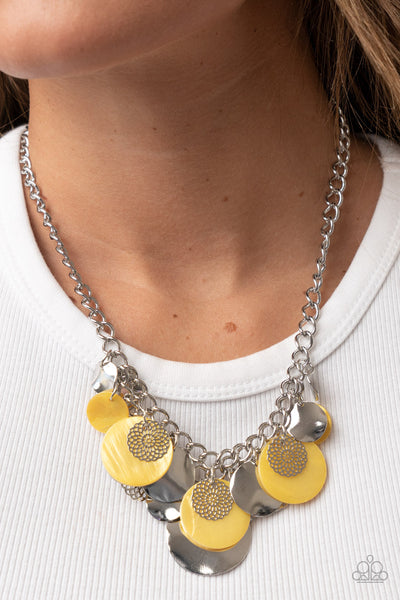 Oceanic Opera - Yellow Paparazzi Necklace (2948)