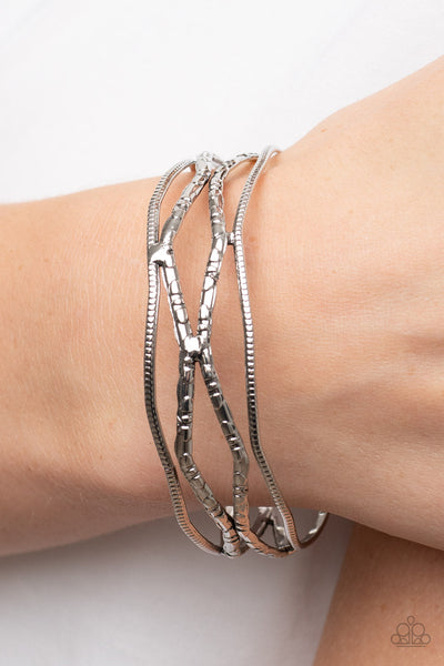 A Narrow ESCAPADE - Silver Paparazzi Bracelet (#3529)