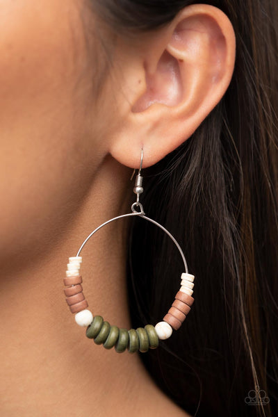 Earthy Esteem - Green Paparazzi Earring (#5064)