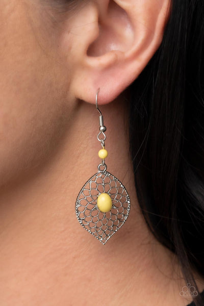 Perky Perennial - Yellow Paparazzi Earring (#3865)