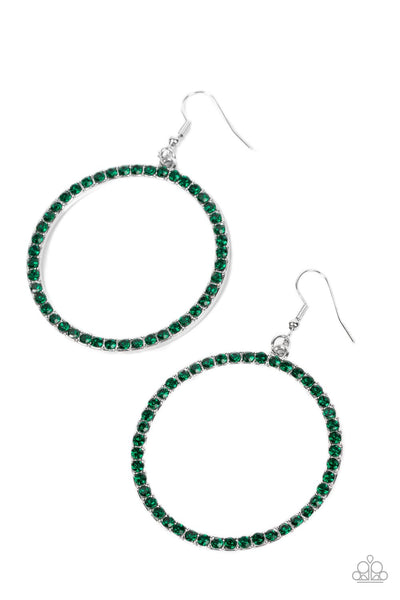 Head-Turning Halo - Green Paparazzi Earring (#3657)