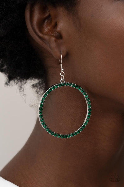 Head-Turning Halo - Green Paparazzi Earring (#3657)