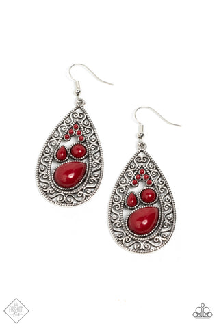 Nautical Daydream - Red Paparazzi Fashion Fix Earrings Jan 2022