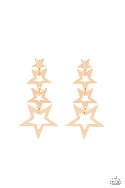 Superstar Crescendo - Gold Paparazzi Earring (#5410)