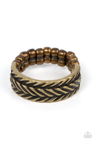 Rebellious Ridges - Brass Paparazzi Ring (R445)