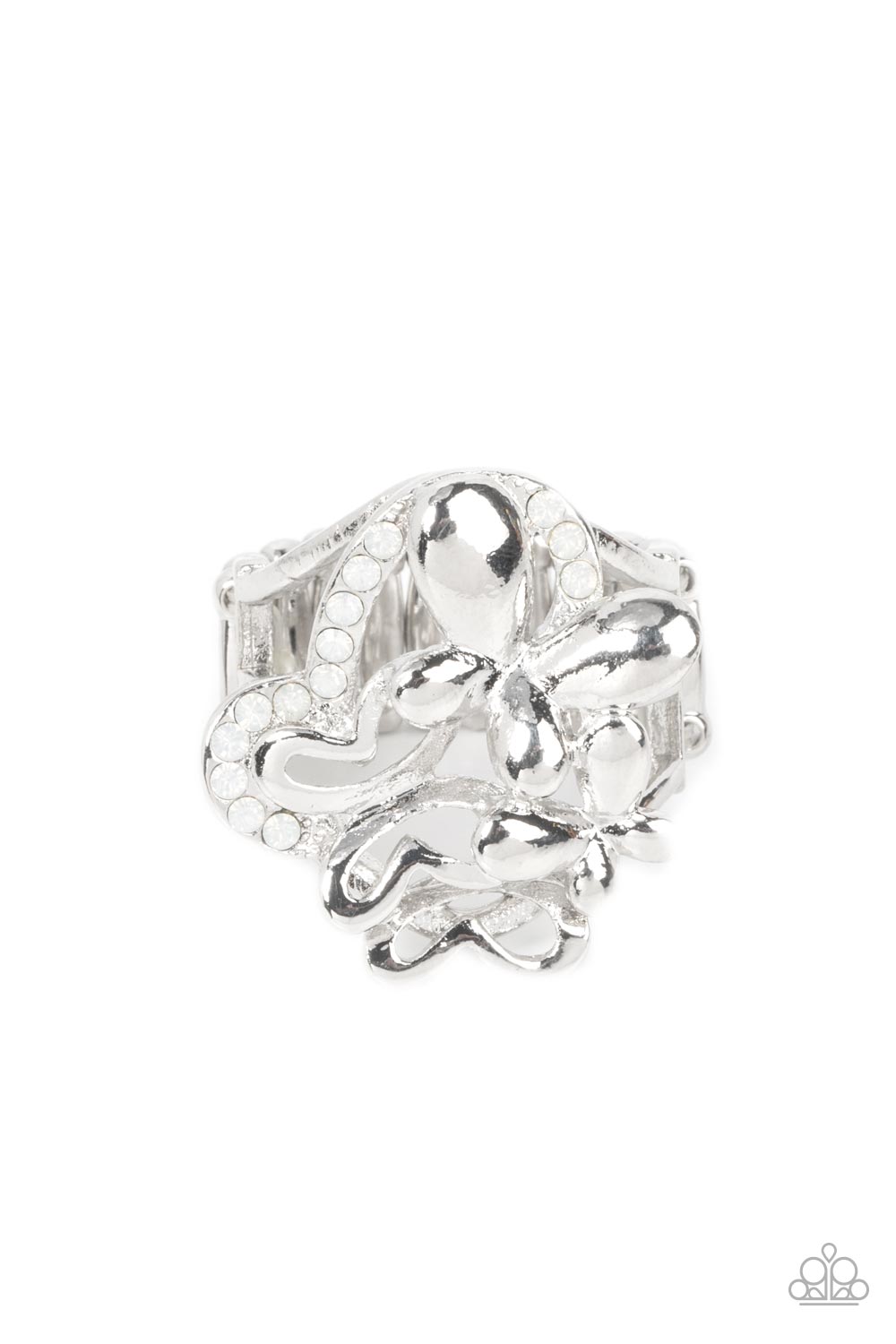 Fluttering Flashback - White Paparazzi Ring (R390)