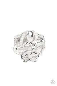 Fluttering Flashback - White Paparazzi Ring (R390)