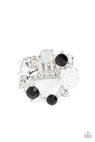 Butterfly Bustle - Black Paparazzi Ring (R067)