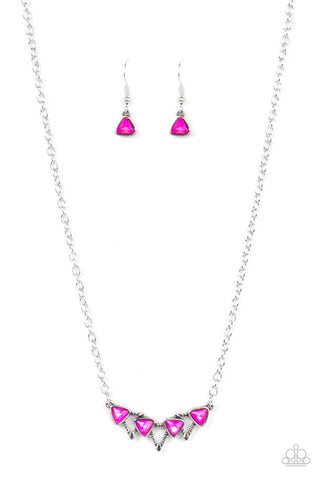Pyramid Prowl - Pink Paparazzi Necklace (#3453)