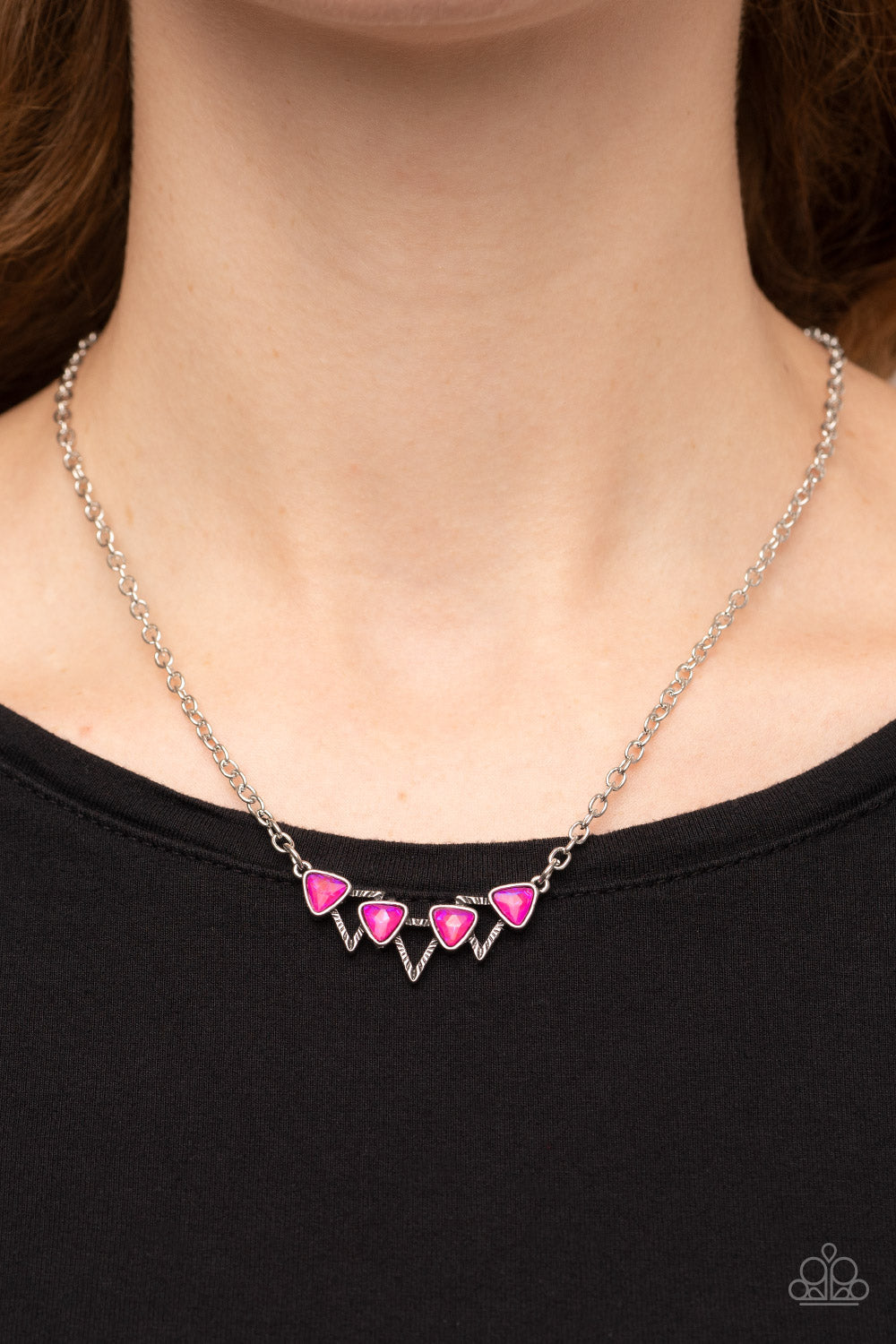 Pyramid Prowl - Pink Paparazzi Necklace (#3453)