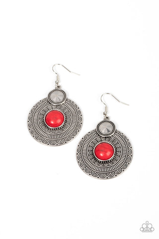 Terra Throwdown - Red Paparazzi Earring (#3878)