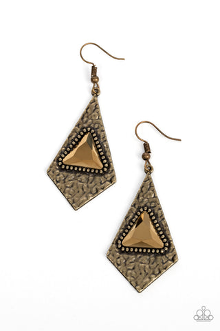 Cosmic Destination - Brass Paparazzi Earring (#3423)