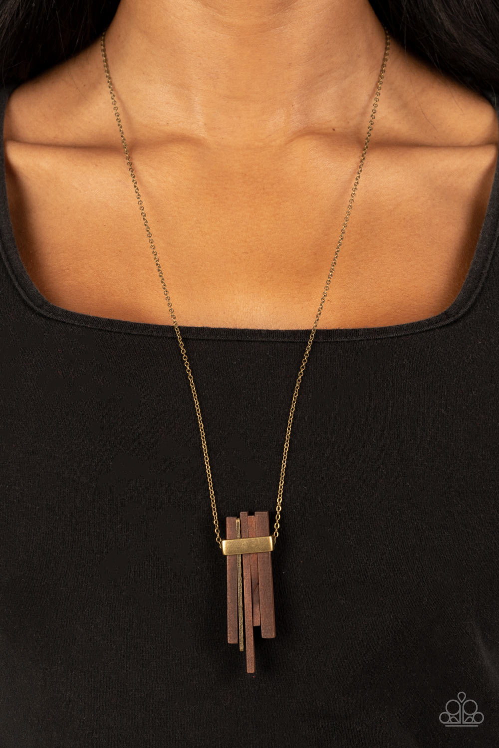 Cayman Castaway - Brass Paparazzi Necklace (#2914)