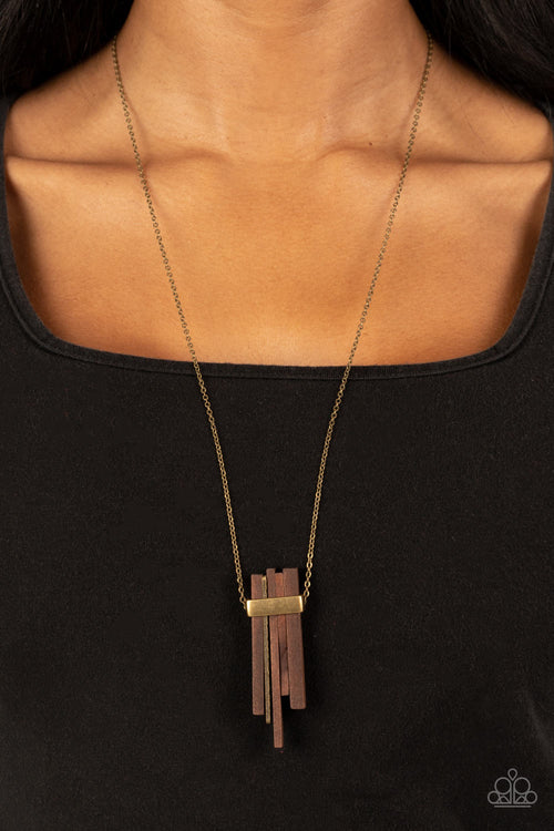 Cayman Castaway - Brass Paparazzi Necklace (#2914)