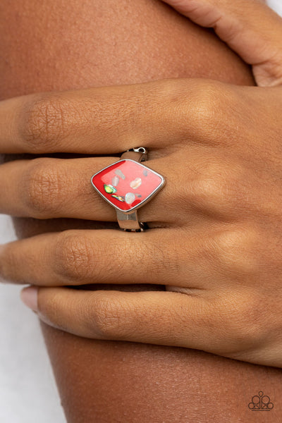 Stellar Shores - Red Paparazzi Ring (R257)