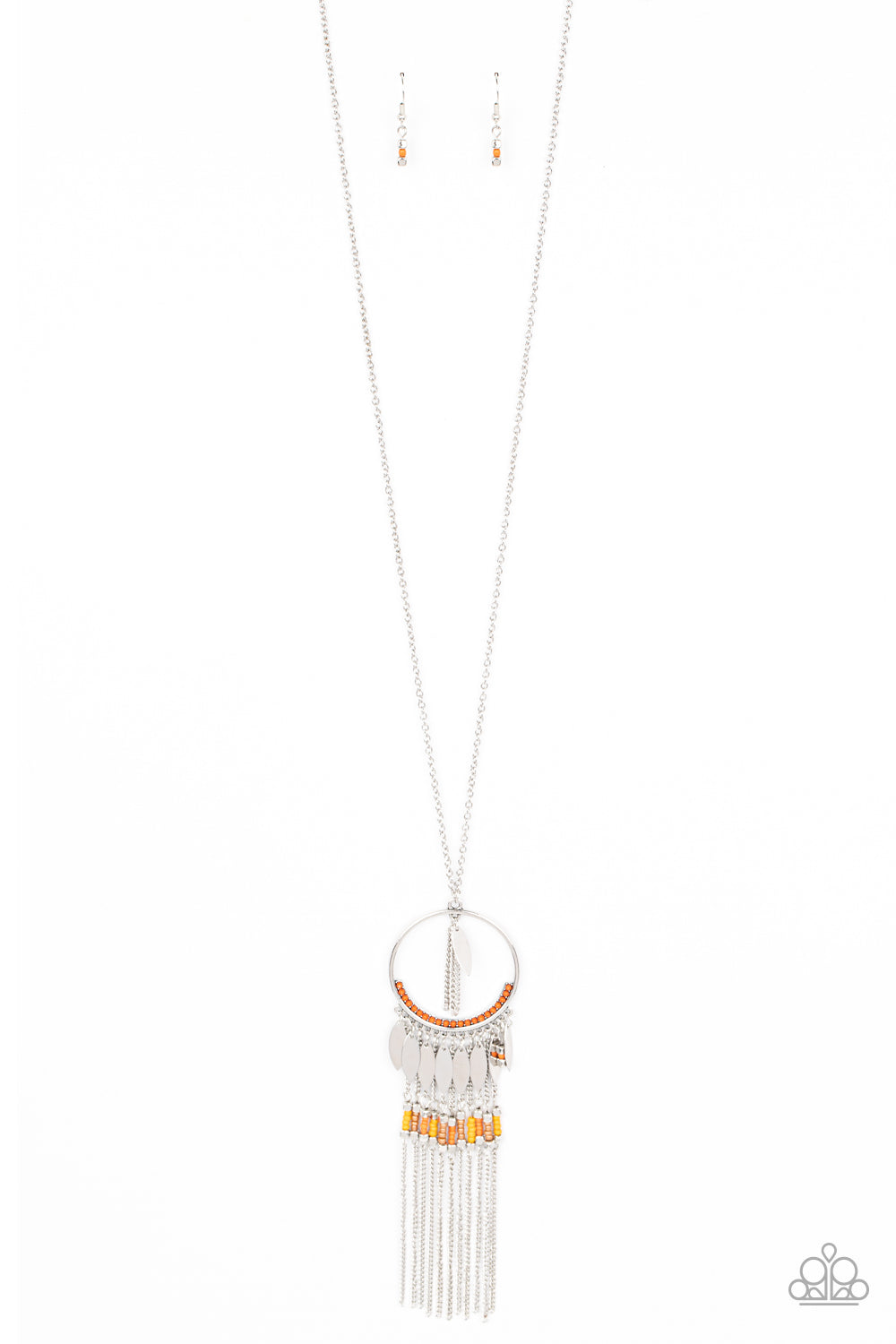 Dancing Dreamcatcher - Orange Paparazzi Necklace (PZ-4912)