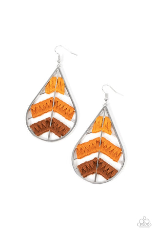 Nice Threads - Orange Paparazzi Earring (#3777)