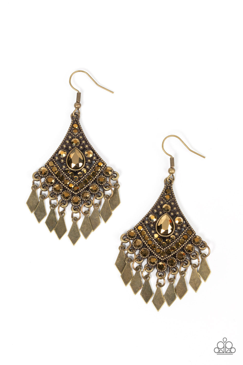 Indie Iridescence - Brass Paparazzi Earring (#4503)