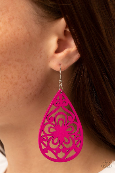 Marine Eden - Pink Paparazzi Earring