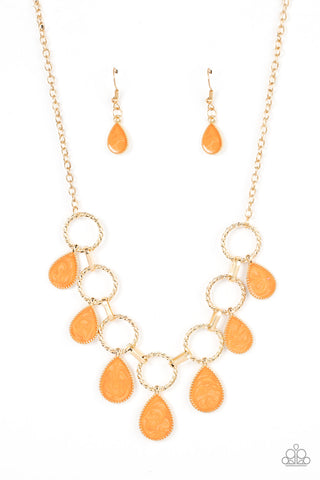 Golden Glimmer - Orange Paparazzi Necklace (#4622)