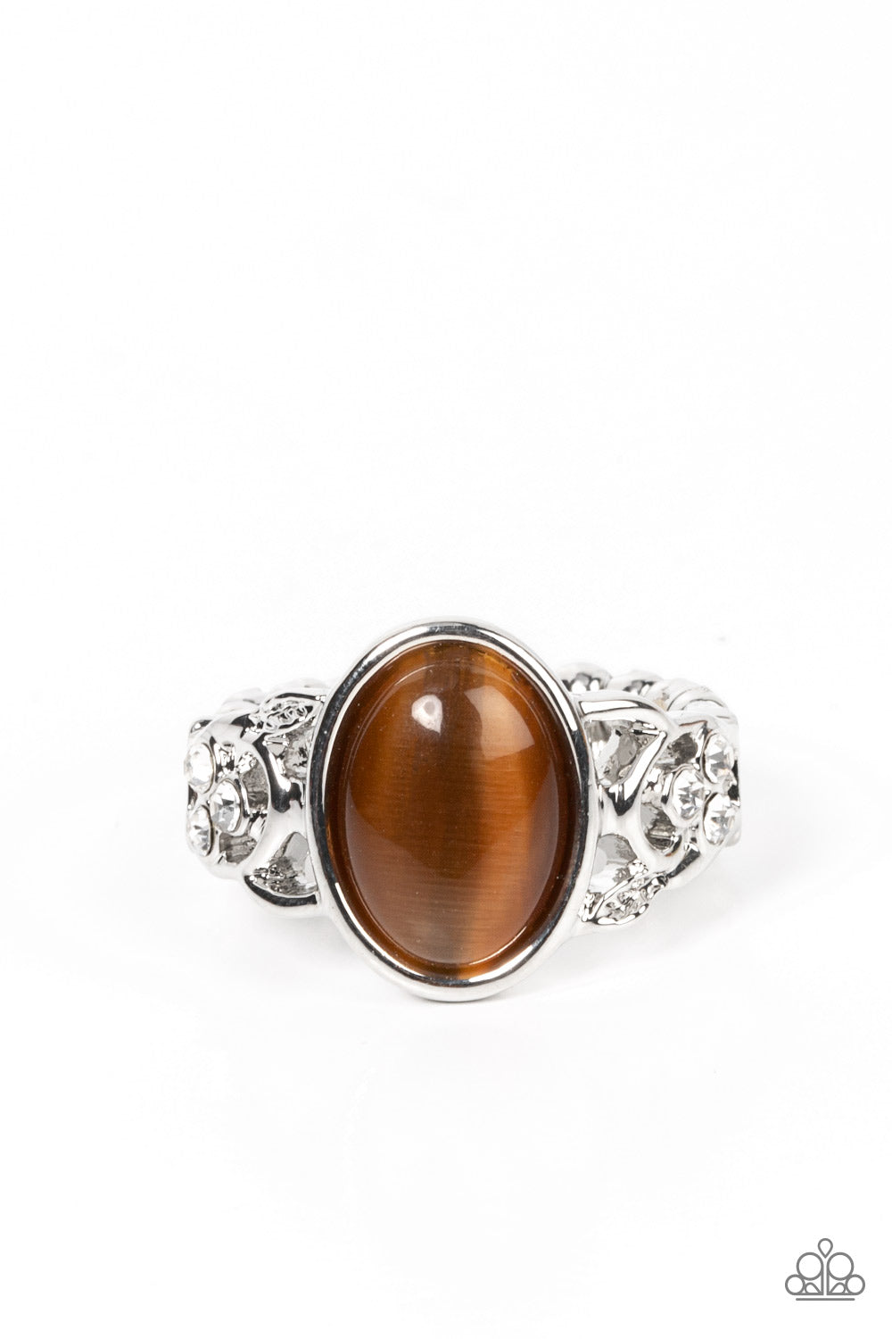 Crystals and Cats Eye - Brown Paparazzi Ring (R396)