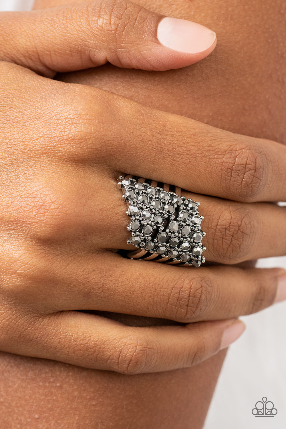 Slanted Smolder - Silver Paparazzi Ring (R051)