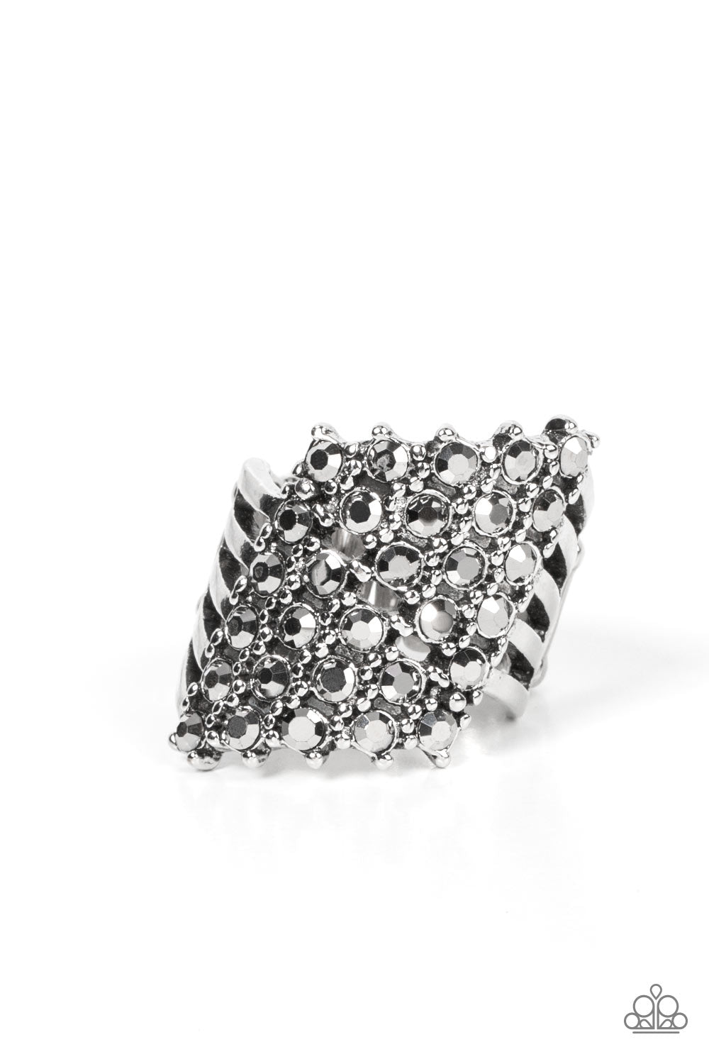 Slanted Smolder - Silver Paparazzi Ring (R051)