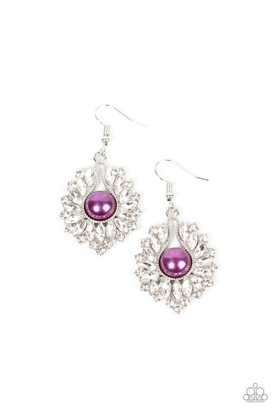 Crowns Required - Purple Paparazzi Earring