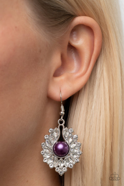 Crowns Required - Purple Paparazzi Earring