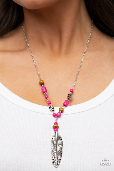 Watch Me Fly - Pink Paparazzi Necklace (#3823)