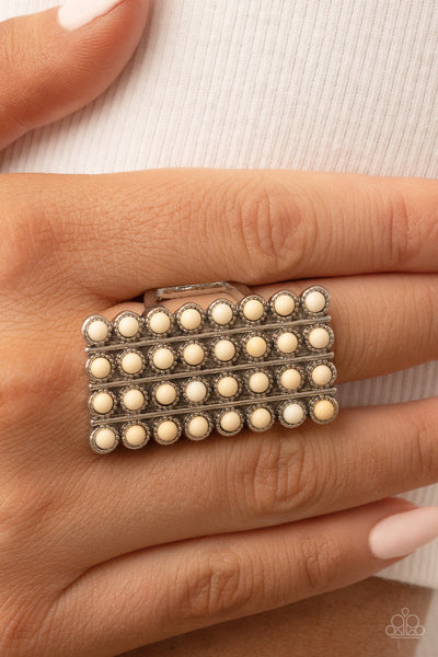 Pack Your SADDLEBAGS - White Paparazzi Ring (T35)