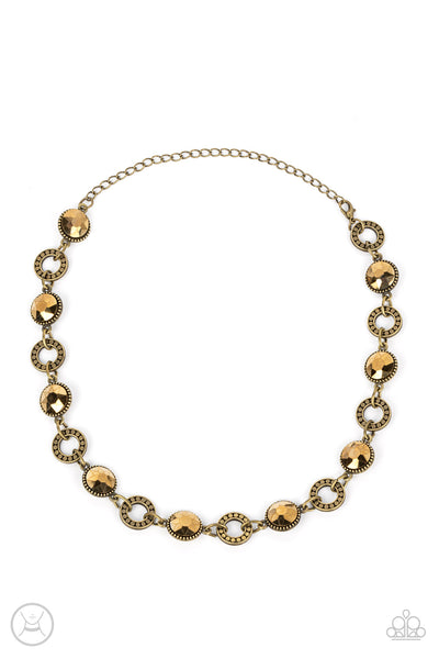 Rhinestone Rollout - Brass Paparazzi Necklace
