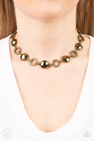 Rhinestone Rollout - Brass Paparazzi Necklace