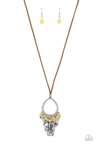 Paradise Pageantry - Yellow Paparazzi Necklace (#1298)