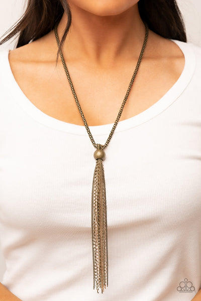 Metallic MESH-Up - Brass Paparazzi Necklace (#3576)