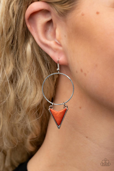 Sahara Shark - Orange Paparazzi Earring (#4292)