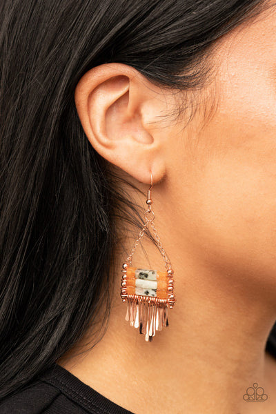 Riverbed Bounty - Copper Paparazzi Earring (#2892)