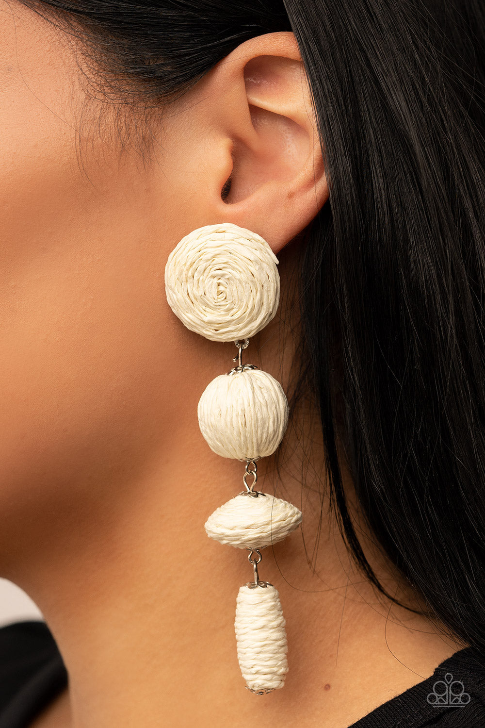 Twine Tango - White Paparazzi Earring (#1680)