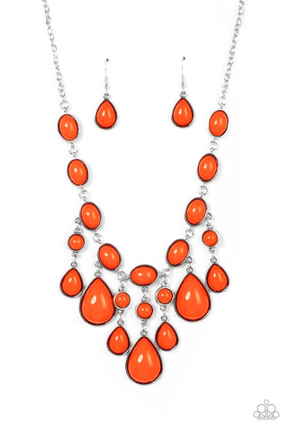 Mediterranean Mystery - Orange Paparazzi Necklace (#1755)