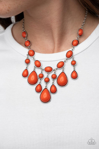 Mediterranean Mystery - Orange Paparazzi Necklace (#1755)