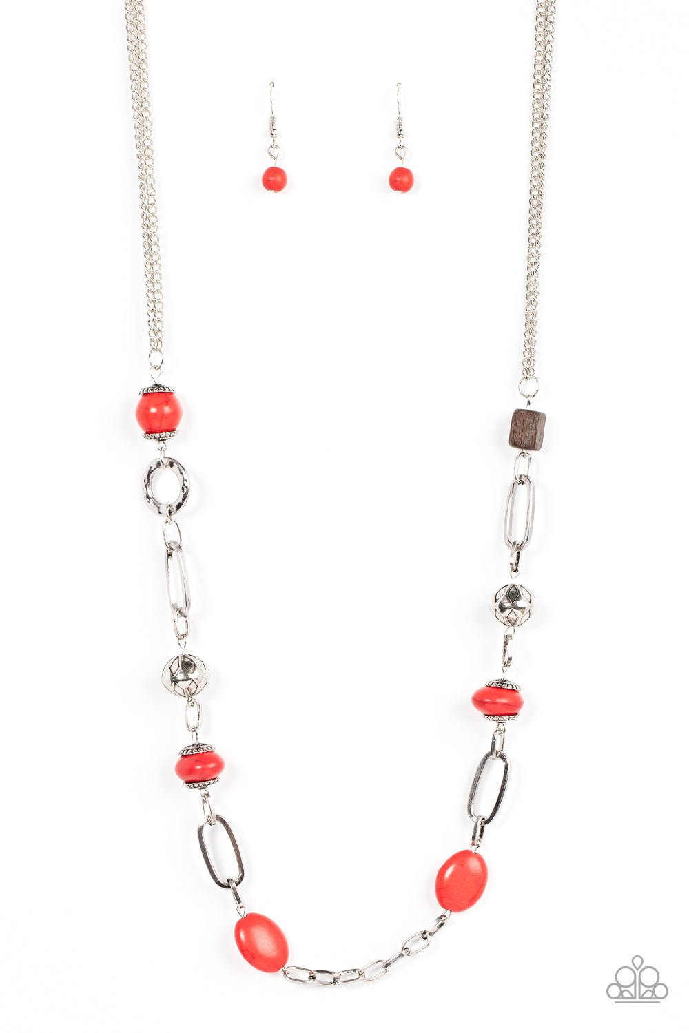 Barefoot Bohemian - Red Paparazzi  Necklace (PZ-839)