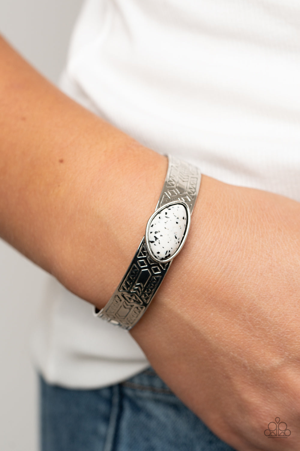 Gobi Glyphs - White Paparazzi Bracelet (#3553)