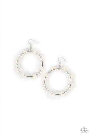 Ocean Surf - White Paparazzi Earring (#1471)