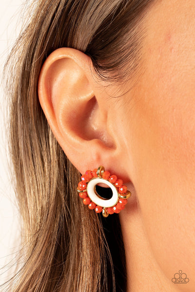 Nautical Notion - Orange Paparazzi Earring (#636)