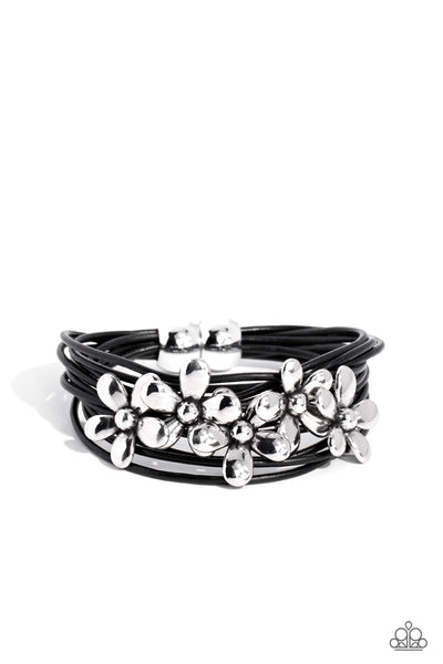 Here Comes the BLOOM - Black Paparazzi Bracelet (#4275)