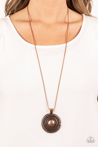 Solar Swirl - Copper Paparazzi Necklace (#4898)