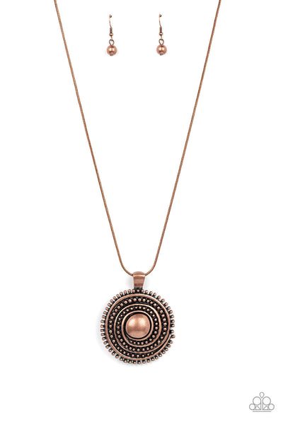 Solar Swirl - Copper Paparazzi Necklace (#4898)