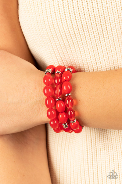 Coastal Coastin - Red Paparazzi Bracelet (#1225)